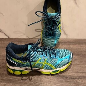 Asics Gel-Cumulus 16 T489N Women's Running Shoes Blue Green Size 9